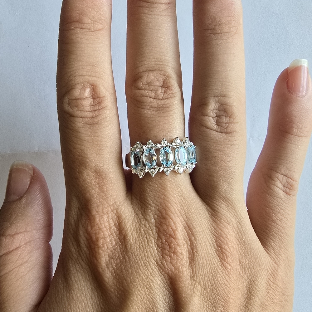 Icy Blue Topaz Multi-Stone Statement Band